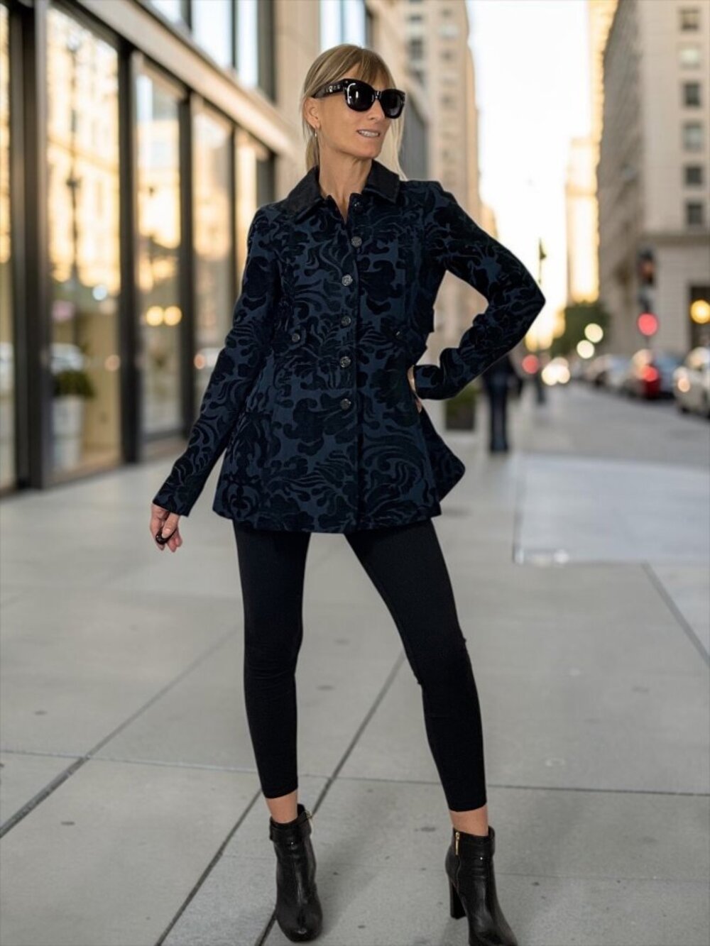 Free People Velvet Jacquard Newsroom Coat 4 Midnight Paisley Gothic Militant